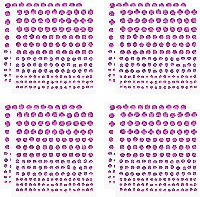 PATIKIL 1320 Pcs Acrylic Gem Sticker, 4 Size 3/4/5/6mm Self Adhesive Rhinestones Face Gem Stones Bling Jewelry for Nail Art Craft Clothes DIY Makeup Decoration Party, Dark Purple