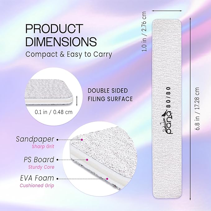 10PCS Jumbo Size PANA Professional Double Sided Nail Files - Zebra, 80/80 Grit - Emery Board Nail Buffering File Manicure Pedicure Nail Polisher Washable