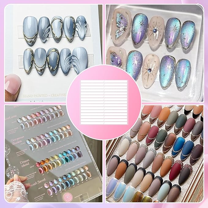 BQAN 12 Sheets Double Sided Nail Tape for Press On Nails, Clear Adhesive Mounting Tapes for Fake Nail Storage/Nails Design Display/Manicure Packaging Organize（Upgraded）