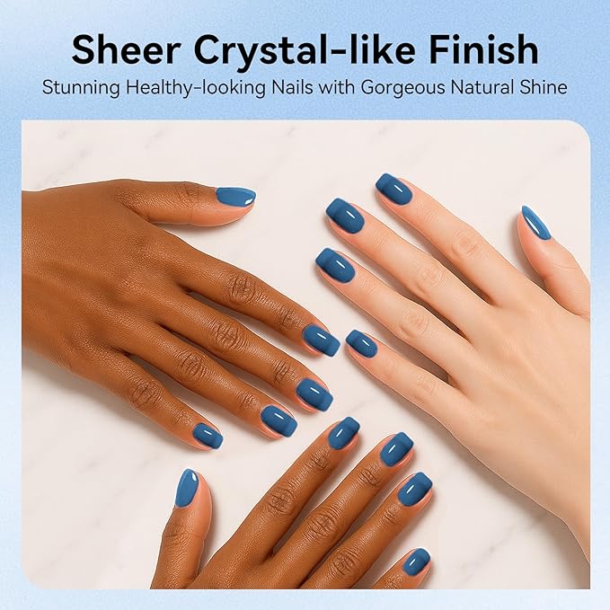 MEGIOR Sea Blue Jelly Gel Nail Polish 0.5 Fl Oz Transparent Colors Soak Off UV LED Lamp Light Cure Gel Polish Kit for Salon and Nail Art Starter Manicure DIY at Home