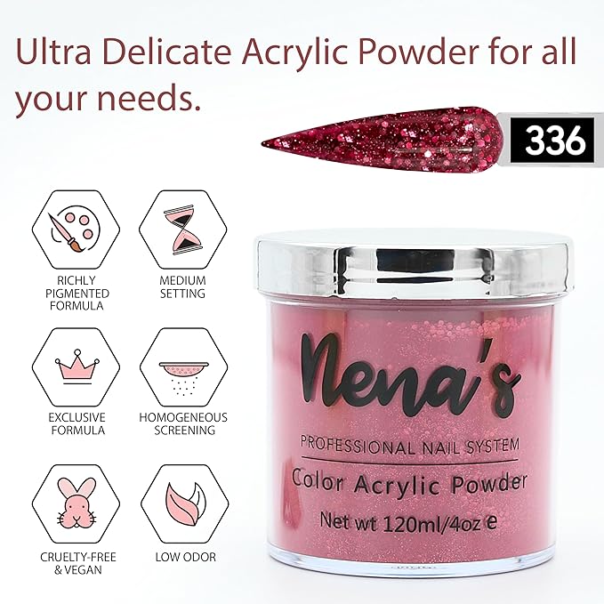 Nena's Superior Sculpting Powder Professional Acrylic Nail System wide color palette 4.0 oz (336)