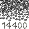 Beadsland Flatback Rhinestones Bulk,14400pcs Gray Rhinestones for Nails Crafts Clothes DIY Decoration, Black Diamond, SS12,3.0-3.2mm