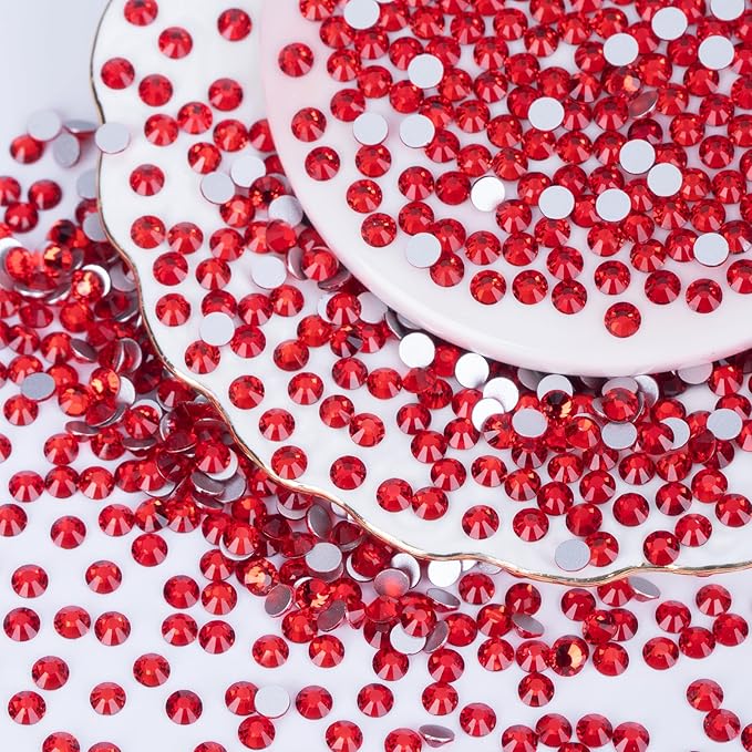10000PCS Red Rhinestones Bulk, Flat Back Crystal Glass Stone Round Gems,SS20, 4.6-4.8mm