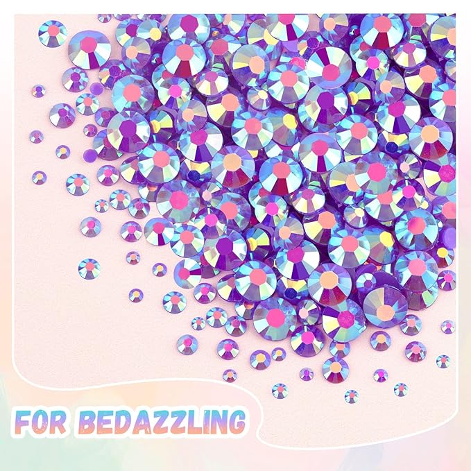 30000Pcs Resin Rhinestones for Bedazzling with B7000 Jewelry Glue, Dark Purple AB Flatback Gems Rhinestones for Crafting, Clothing Tumblers Mugs Shoes Fabric Decor Nail Art