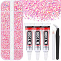 6000Pcs Resin Rhinestones for Bedazzling with 3Pcs B7000 Jewelry Glue, 1 Box Light Pink AB Flatback Rhinestones for Crafting Crafts DIY, Crystals Gems for Clothing Shoes Tumblers Nail Art Makeup