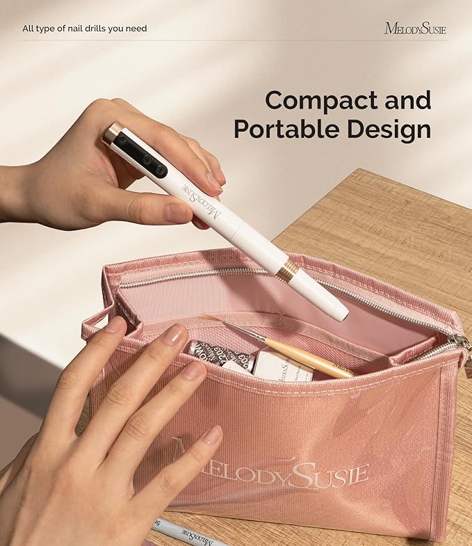 MelodySusie Pen-Shaped Ultra-Slim Cordless Nail Drill, PM170F 30000RPM Portable Rechargeable Electric File with LED Display for All Manicure, Nail Care, Shaping & Gel Removal for Advanced Home Use