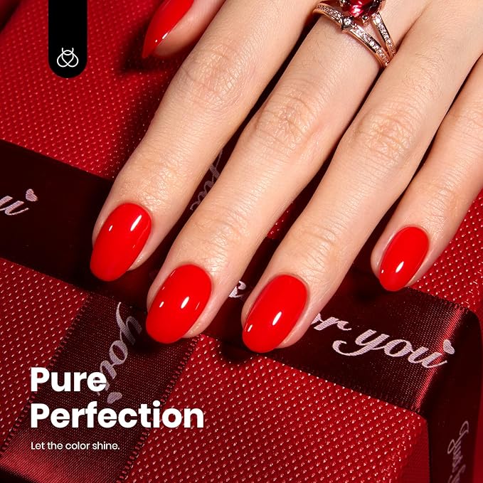 Beetles Red Gel Nail Polish, 1 Pcs 8ml Hema-Free Gel Red Color Crimson Harmony Soak Off U V LED Polish Nail Art Design Manicure Salon DIY Salon