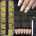 30 Sheets Gold Nail Art Sticker 3D Self-Adhesive Gold Star Moon Heart Line Nail Decals with 3D Nail Art Metal Charms Gold Metal Nail Art Design Nail Supplies for Women Manicure Kit Nail Art Decoration