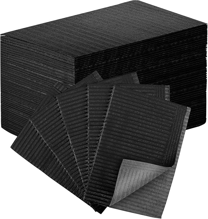 50PCS Disposable Nail Mats, Foldable Nail Paper Towels, 13"x18" Table Acrylic Nail Practice Sheet, 3 Ply Waterproof Clean Nail Table Mat for Salon, Manicure Tattoo, Nail Art Accessories (Black)