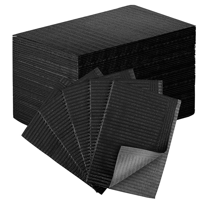 50pcs Disposable Nail Mats Foldable Nail Paper Towels, Table Acrylic Nail Practice Sheet, 3 Ply Waterproof Clean Nail Table Practice Mat for Salon Manicure Tattoo,Nail Art Accessories 13"x18" (Black)