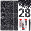 30000Pcs Resin Rhinestones for Bedazzling with Tweezers, Black Rhinestones for Crafting with 3Pcs 10ml B7000 Jewelry Glue for DIY Crafts Clothing Tumblers Shoes Fabric Nail Art