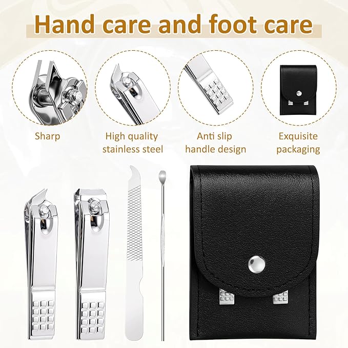 24 Set Travel Manicure Set Nail Kit Women Nail Clipper Kits Manicure Kit for Women Men Stainless Steel Pedicure Sets with Black Travel Case Portable Grooming Kits Gifts for Nails Care Gifts