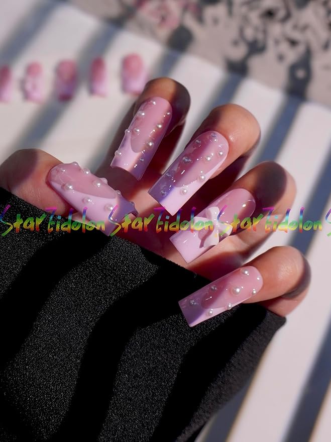 HAND-PAINTED White Press Ons Neon Small Press on Nails Long French Press on Nails Coffin Medium Short Nail art Fake Nail Art Kit with 7g Glue on Nails Handmade Almond Square Nails (TJ-9, Custom)