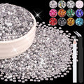 8000PCS 3mm Resin Rhinestones Bulk for Crafting (Clear), Flatback Bedazzling Crystals for Crafts DIY Nail Decoration, Gems Charms for Tumbler Shoes Clothing Fabric with Pickup Pen and Tweezers