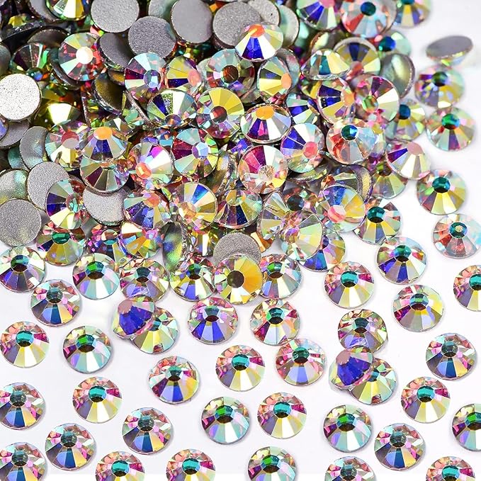 Blinginbox 12mm Large Rhinestones for Bedazzling Glueon Fix Gems for Nail Art and Craft Decorations Crystal AB 0.47inches SS60