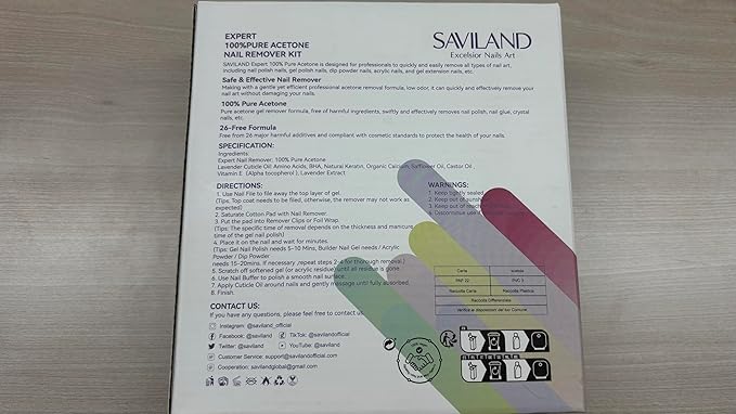 SAVILAND Pure Acetone Nail Polish Remover Kit: Gel Polish Remover with Professional Nail Polish Removal Tools Safe Gel Remover for Nails Fast & Easy Removal with Cuticle Oil Salon Home DIY 8.45 FL Oz