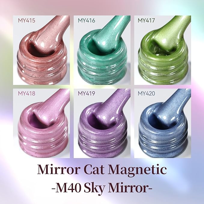 Born Pretty Cat Magnetic Eye Gel Nail Polish Set,6 Colors Spring Summer Pastel Mirror Effect Magnetic Gel Polish Glass Smoothie U V Gels for Nail Art Manicure DIY at Home 7ML