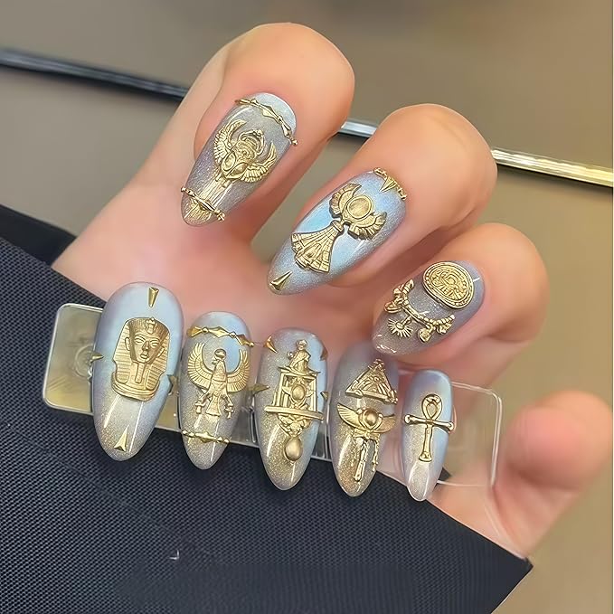 3D Egyptian Elements Gel Nail Art Mold Silicone Tools Nails Women DIY Shapes Sphinx Small Model Resin Scarab Gel Molds for Accessories Supplies