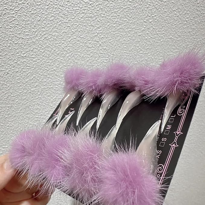 Halloween Press Claw on Nails Long Short Medium Curved Stiletto Handmade Gothic Design Horror Vampire False Nails Dragon Cat Claw Press on Nails Glossy Glue on Nail Thick Acrylic False Nails