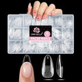 UNA GELLA Almond Nail Tips Medium 15 Sizes 300PCS Pre-Etched Gel Acrylic Nail Tips Almond Shape Easy Salon Press On Nails Long-Lasting Hold Full Cover Fake False Nails Snug Fit