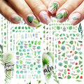 12 Sheets Summer Leaf Nail Art Stickers 3D Self-Adhesive Nail Decals Nail Art Supplies Palm Leaves Clover Nail Design for Women Manicure Nail Decorations Accessories