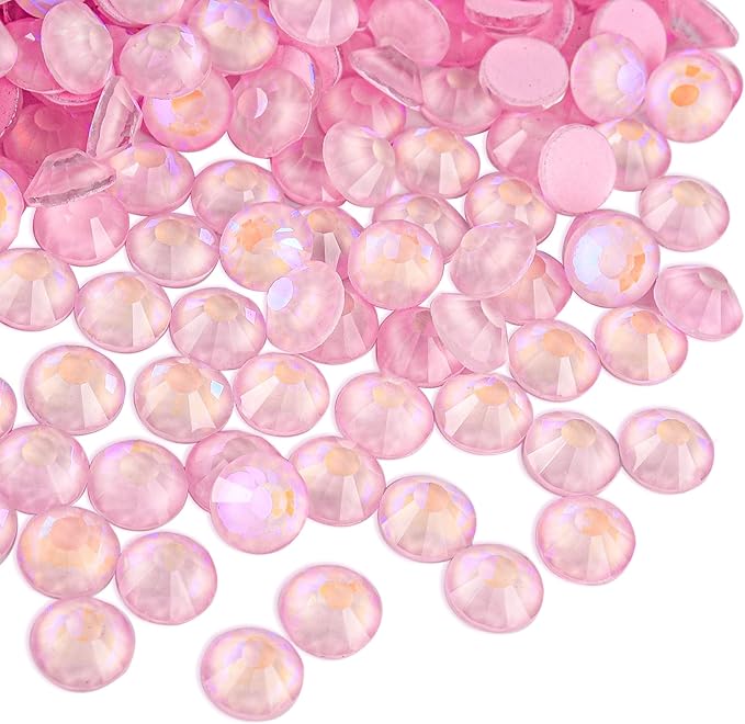 Blinginbox Flatback Rhinestones Round Gems, 288pcs Luminous Series Glass Stone Neon Gems Non Hotfix Crystal Rhinestones for Nail Charms Crafts Clothes Tumblers,Lt. Pink AB Luminous,SS30.
