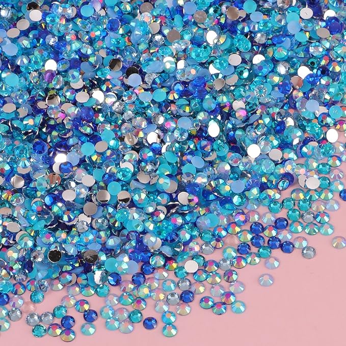 4500Pcs Flatback Rhinestones for Crafts, 3mm Blue Crystals Rhinestone, Resin Flatback Glitter Gems Nail Diamonds Rhinestones for Clothes Accessories DIY