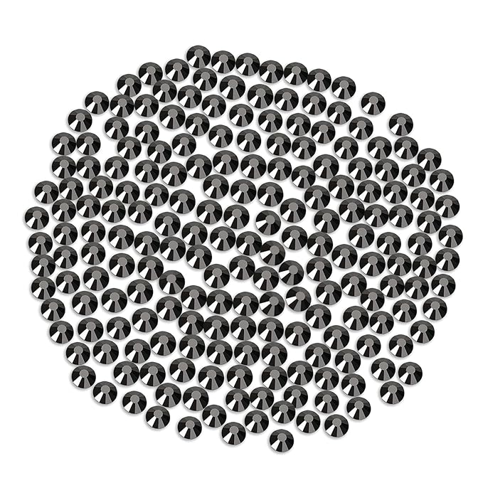 Novani Rhinestones Flatback Rhinestones Glass Gems Stones Jewels Round Gemstones Non-Hotfix Crystal for Nail Crafts,SS12,1440 Pieces,Hematite Black