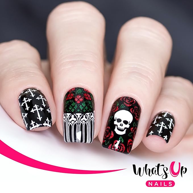 Whats Up Nails - Halloween Stamping Plates 2 Pack (B031, B036) Stamping Plates for Nail Art Design