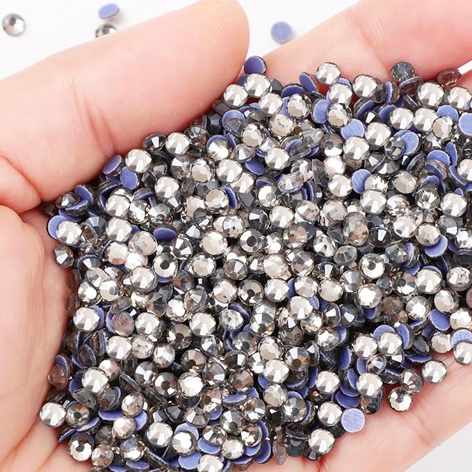 NCB 14400pcs Hotfix Crystal Rhinestones for Clothes Crafts, Hot Fix Bulk Flatback Crystals, Iron on Hotfix for DIY Decoration 100 Gross (Black Diamond, ss16/14400pcs)