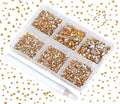 Bymitel 7200 Pieces 6 Mixed Sizes Glue Fix on Glass Rhinestones Round Crystal Gems Flatback for DIY Jewelry Making with one Picking Pen (6-Sizes 7200PCS, Topaz)