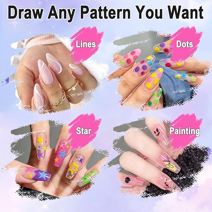 12 Color Nail Art Pens for Painting Nails 0.5mm Nail Polish Pens Set DIY Art Markers Drawing Painting Liner Brush for Gel Nails Design Doodle Pen Unique Fingernail Paint Accessories Gifts Women