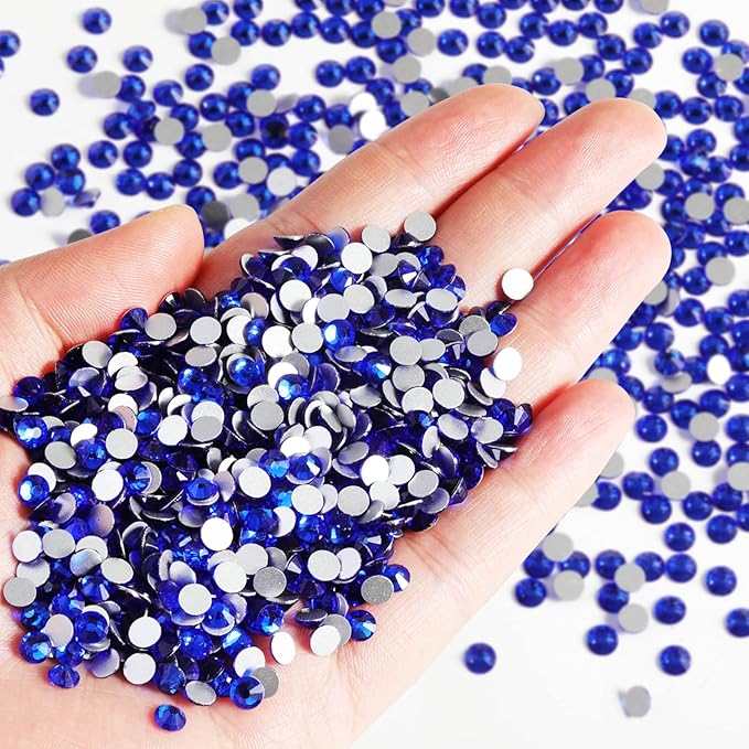 Beadsland Flatback Rhinestones Bulk,14400pcs Royal Blue Rhinestones for Nails Crafts Clothes DIY Decoration, Sapphire, SS20, 4.6-4.8mm