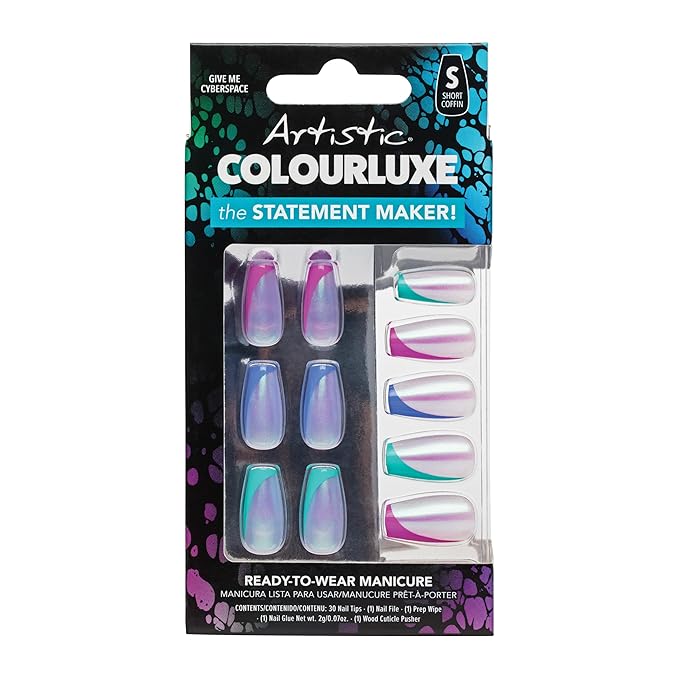 Artistic Colourluxe Press-On Tips - Kit Colourluxe Press-On Tips - Kits Nails - 30 Nails (Give Me Cyberspace, Kit)