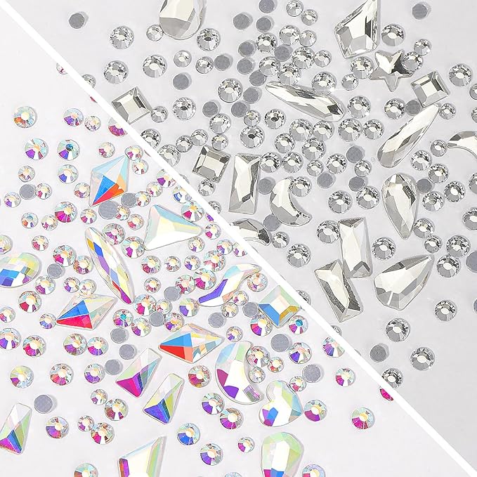 3D Nail Art Charms Gold Nail Micro Caviar Beads Rhinestones for Acrylic Nails Mix Size Multishape AB Nail Rhinestones Nail Crystal Studs Flatback Pearl Kit for Nail DIY Craft Decoration