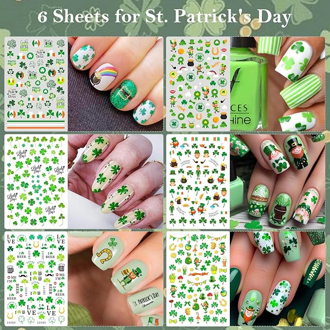 30 Sheets Fall All Holiday Nail Stickers, Autumn Halloween Christmas Thanksgiving Valentine's St. Patrick's Day Nail Art Decals Mixed All Season Set, Self-Adhesive Year-Round Manicure Decorations