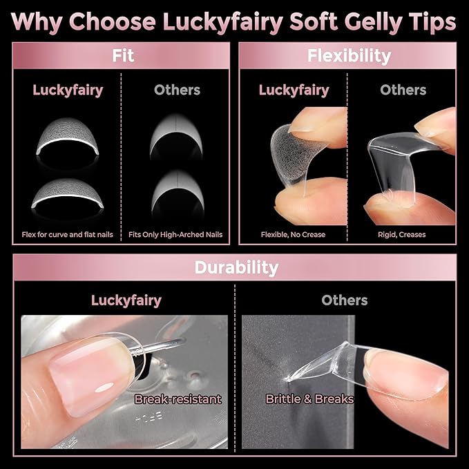 Short Oval Round Nail Tips - 240 Pcs Half Matte Clear Gel Acrylic Nail Tips Full Cover Soft Gel Short Oval Press On Nails Pre-Shaped For Nail Extension Art DIY Salon 12 Sizes