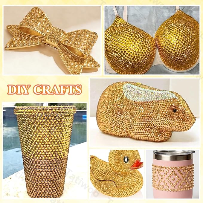 20000Pcs Yellow Gold Flatback Jelly Resin Rhinestones for Bedazzling, Mix Sizes Crystal Rhinestones Gems, Yellow Gold Gems Bedazzling for Crafting, Flatback Rhinestone for DIY Face Makeup Crafts