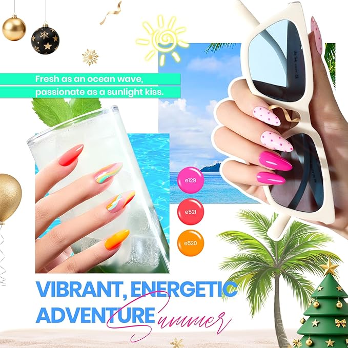 beetles Gel Polish Set Vivid Seasons - Spring Gel Nail Polish Set 36 Colors Pink Yellow Green Purple Jelly Shades 45pcs with Base & Top Coat UV LED Soak Off DIY Salon Valentines Gift for Women & Girls