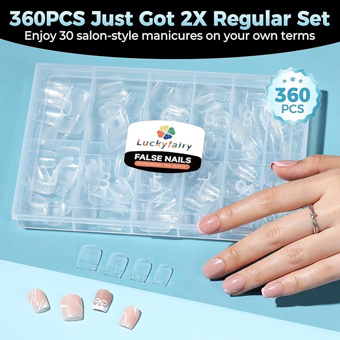 Extra Short Square Nail Tips: XS Short Nail Tips 360PCS Fake Nails 12 Sizes Soft Gel Pre-Shaped Acrylic Clear Square Press on Nails Tips for Nail Extension Home DIY Salon