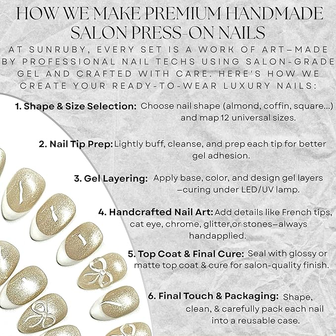 Press On Nails Short Almond Pearlescent Shimmer Cat Eye with French Tip White 3D Bow|Reusable Soft Gel Nails in 12 Sizes-24 Nail Kit with Glue|Designed in L.A, Handmade in Vietnam|Pearl Belle