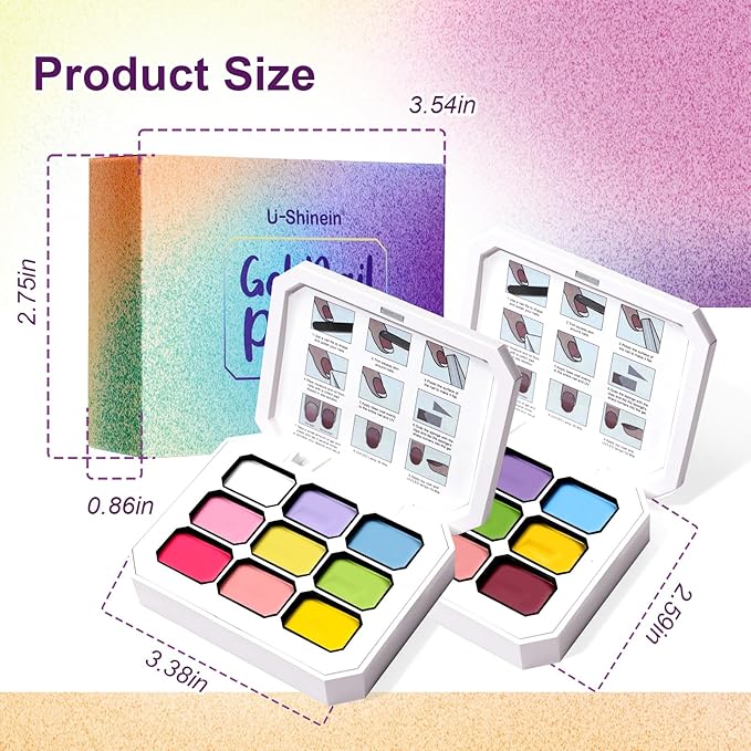 Gradient Painting Gel Set, 6*Plates Ombre Gel Nail Polish Pigment Pat Nails,Long-lasting Silky Texture Highly Saturated French Manicure Soak of UV/Led Home Salon DIY Nail Art J+G
