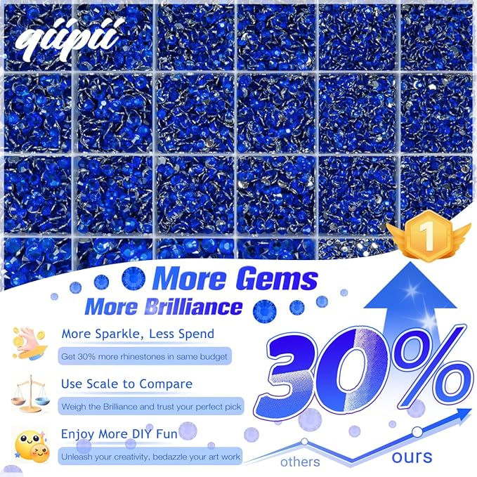 Royal Blue Crystal Resin Rhinestones w B7000 Glue for Bedazzling Crafting 2mm-6mm Flatback Stones Diamonds Crystals Gems Bedazzler Kit for Nails Face Eyes Makeup Tumblers Bottles Crafts Beauty