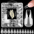 JODSONE Short Straight Nails Tips Full Cover Soft Gel Nail Tips for Professional Pre-shaped Straight Shape False Nail Half Matte Fake Nail 10 Sizes 240PCS