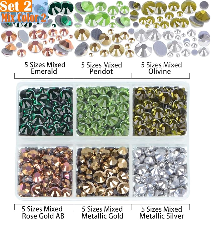 LPBeads 10000pcs Hotfix Rhinestones Flatback Glass Crystal Clear Black and 12 Mixed Color Rhinestone with Tweezers and Picking Pen for Crafts Clothes Nail Art