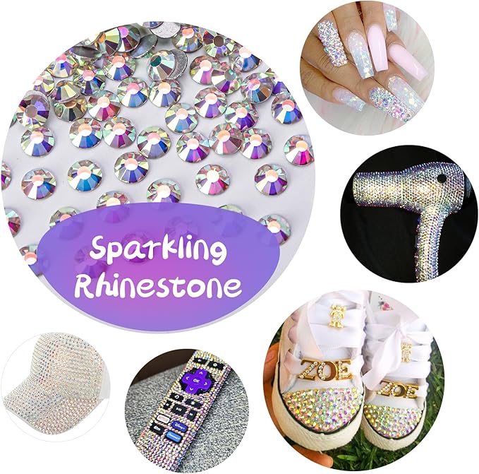 10000PCS Crystal AB Rhinestones Bulk, Flat Back Crystal Glass Stone Round Gems,SS16, 3.8-4.0mm