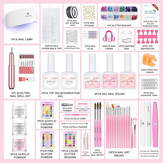 SAVILAND Acrylic Nail Kit with Nail Forms