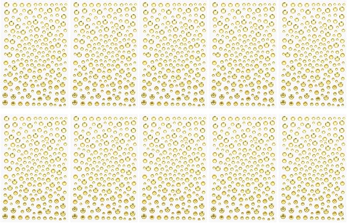 PATIKIL 2090 Pcs Acrylic Gem Sticker, 4 Size 3/4/5/6mm Self Adhesive Rhinestones Face Gem Stones Bling Jewelry for Nail Art Craft Clothes DIY Makeup Decoration Party, Light Gold