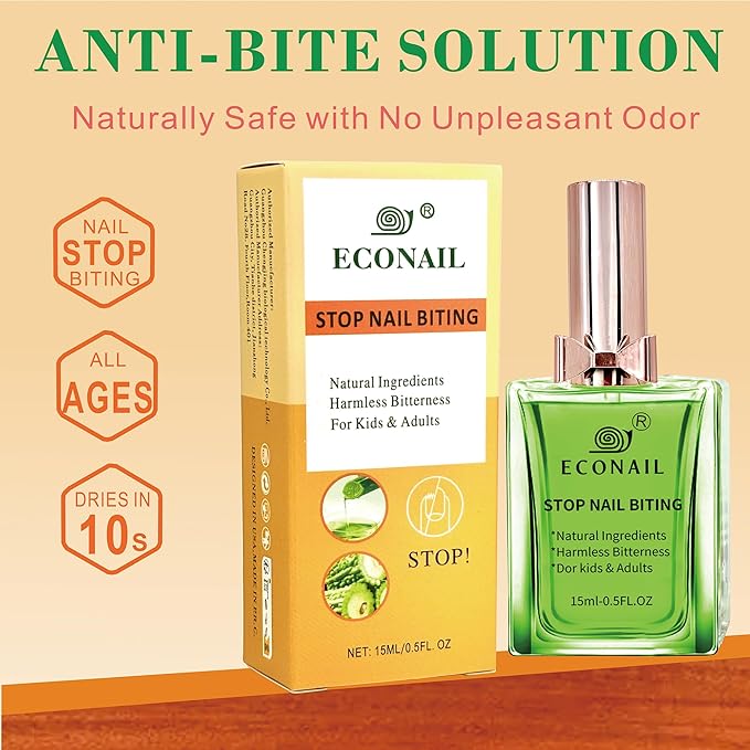 Upgraded Nail Biting Treatment for Kids & Adults ultra bitter for stubborn habits, Fast Drying, Stops Thumb Sucking, Helps Repair & Strengthen Damaged Nails, 0.5 fl oz (15ml)
