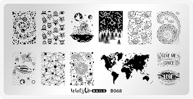 Whats Up Nails - B068 Totally Spaced Out Stamping Plate for Nail Art Design